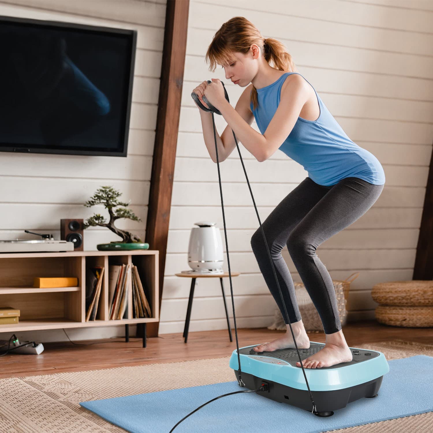 1Pc Vibration Exercise Machine With Resistant Bands For Spring Summer Fitness Re - Thumbnail 4