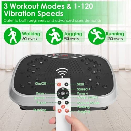 Vibration Exercise Machine With Resistant Bands Remote Control Whole Body - Thumbnail 9