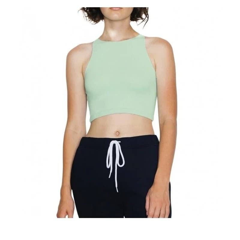 American Apparel Women's Crop Top Tank Cropped Shirt Menthe Green - Thumbnail 2