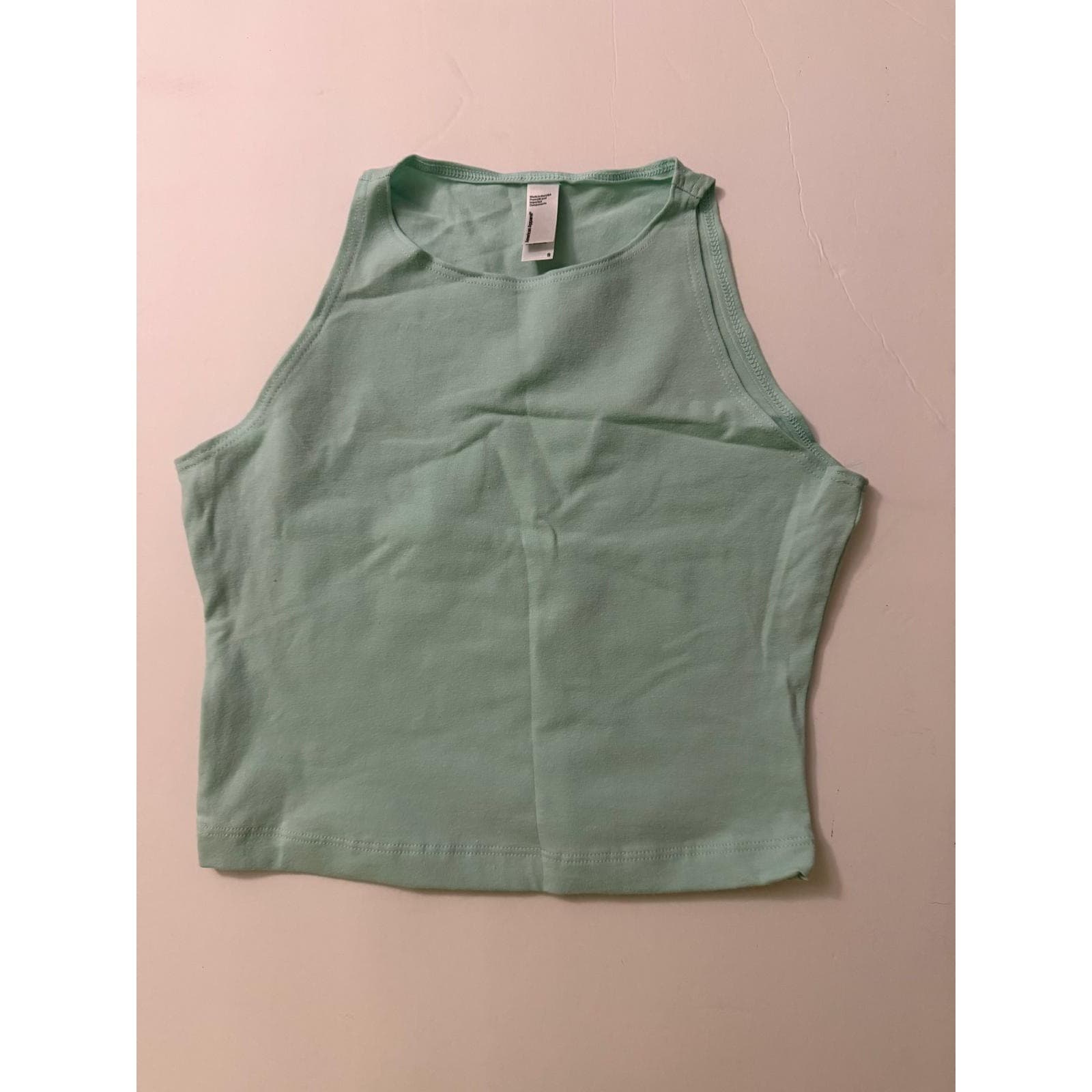 American Apparel Women's Crop Top Tank Cropped Shirt Menthe Green - Thumbnail 3