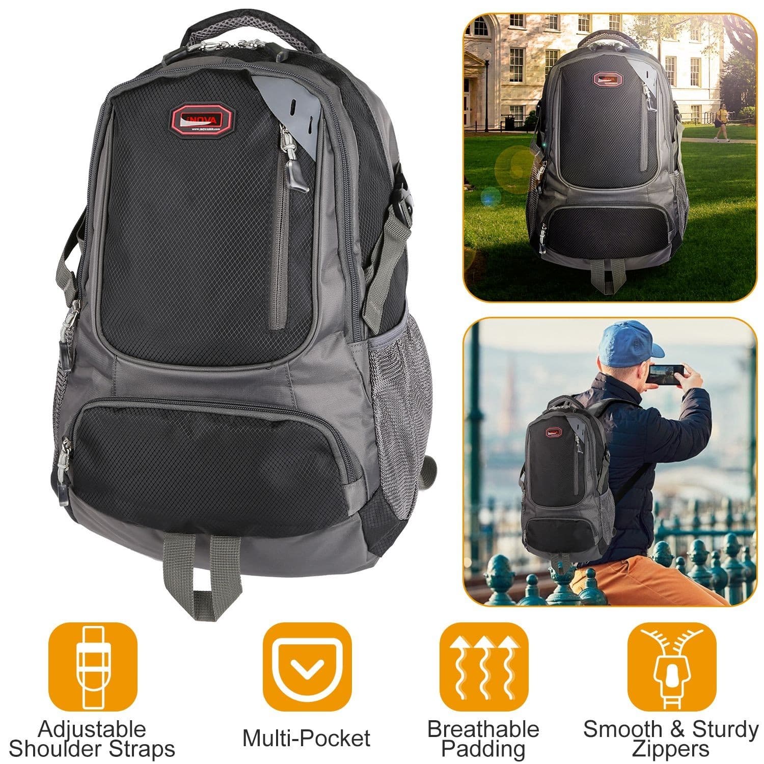 Unisex School Backpack Casual Travel Shoulder Bag - Thumbnail 5
