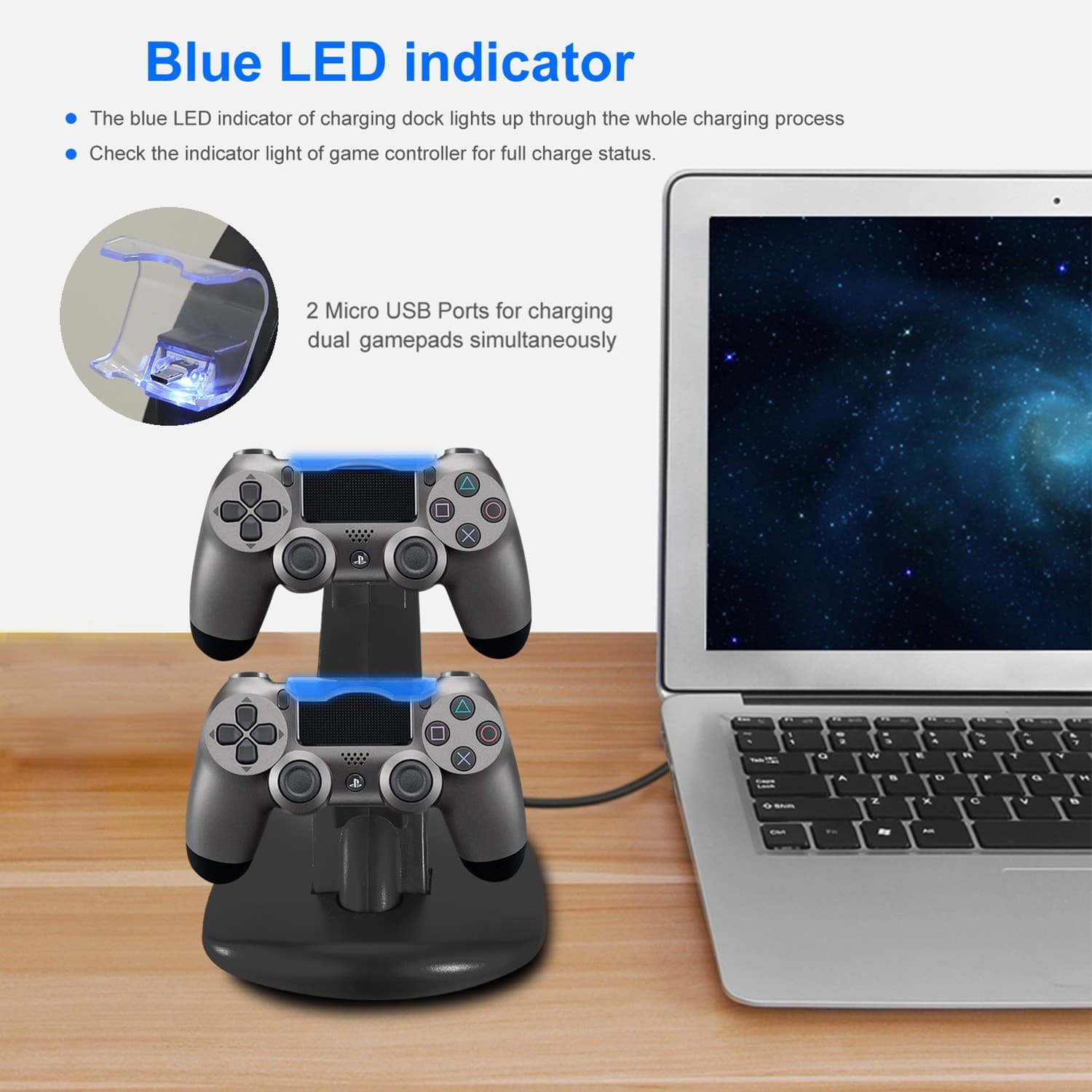 Charging Dock Station Dual Micro USB Charger Stand For PS4 Pro/PS4 Slim Gamepad - Thumbnail 10
