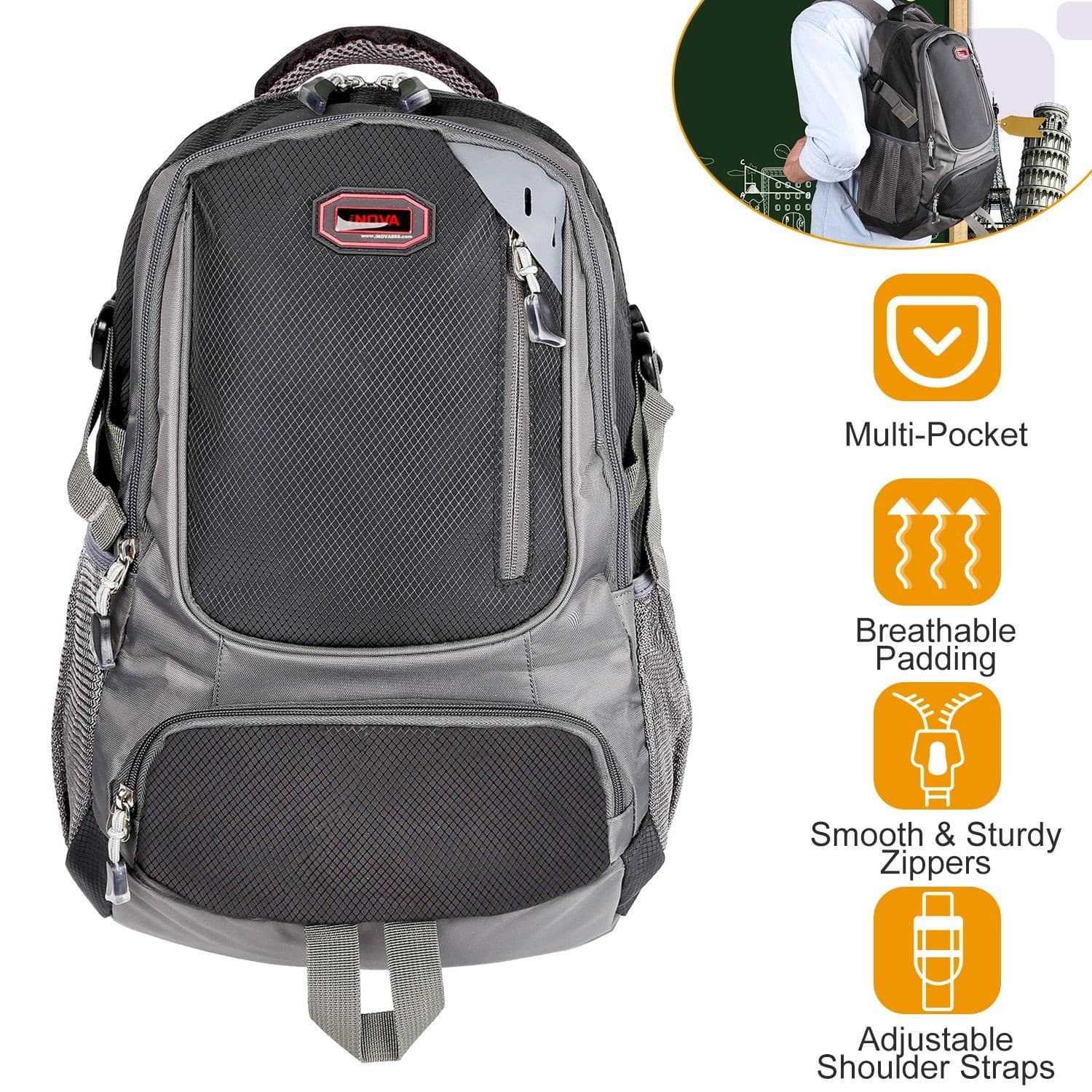 Unisex School Backpack Casual Travel Shoulder Bag - Thumbnail 8