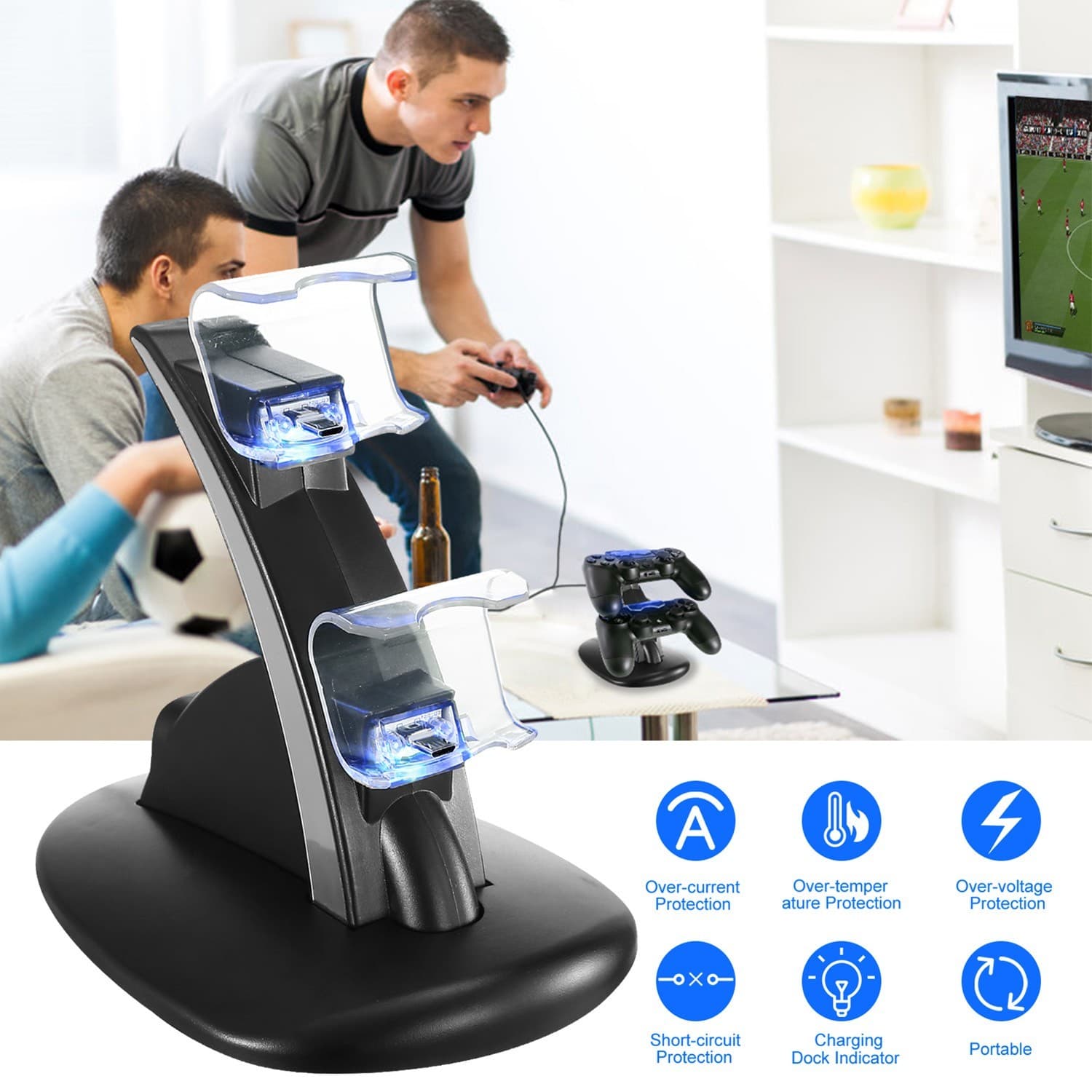 Charging Dock Station Dual Micro USB Charger Stand For PS4 Pro/PS4 Slim Gamepad - Thumbnail 11