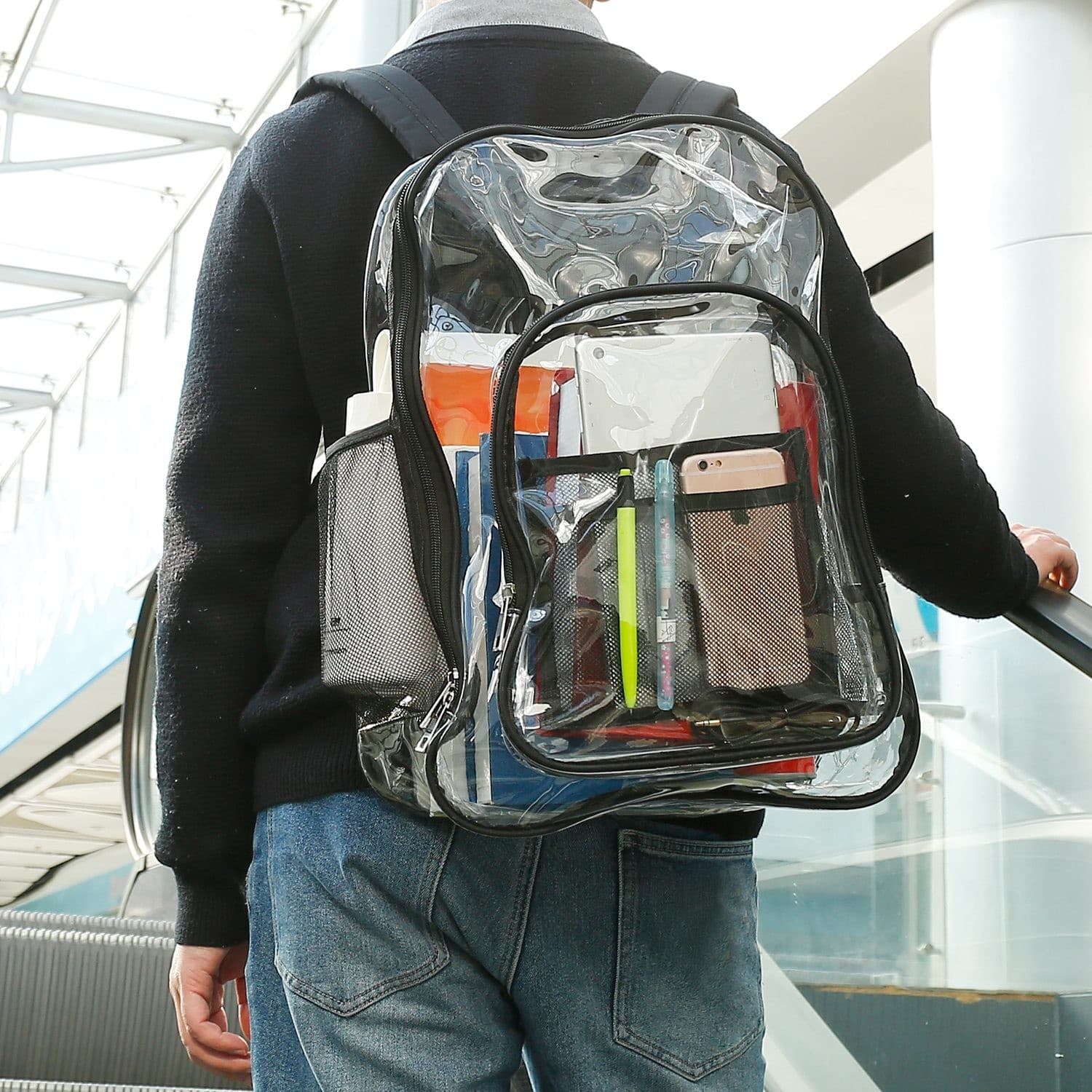 clear backpack heavy duty transparent bookbag - Thumbnail 3