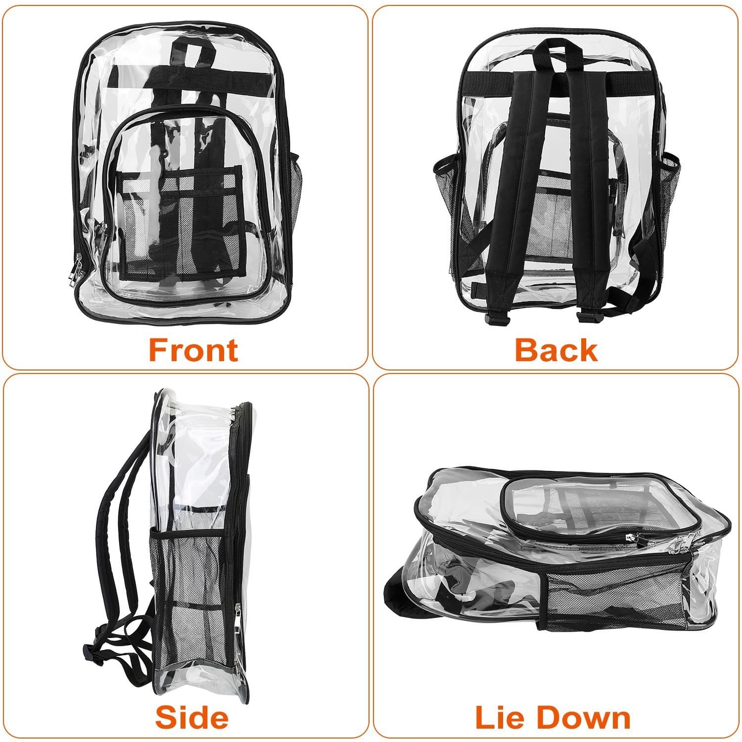 clear backpack heavy duty transparent bookbag - Thumbnail 7