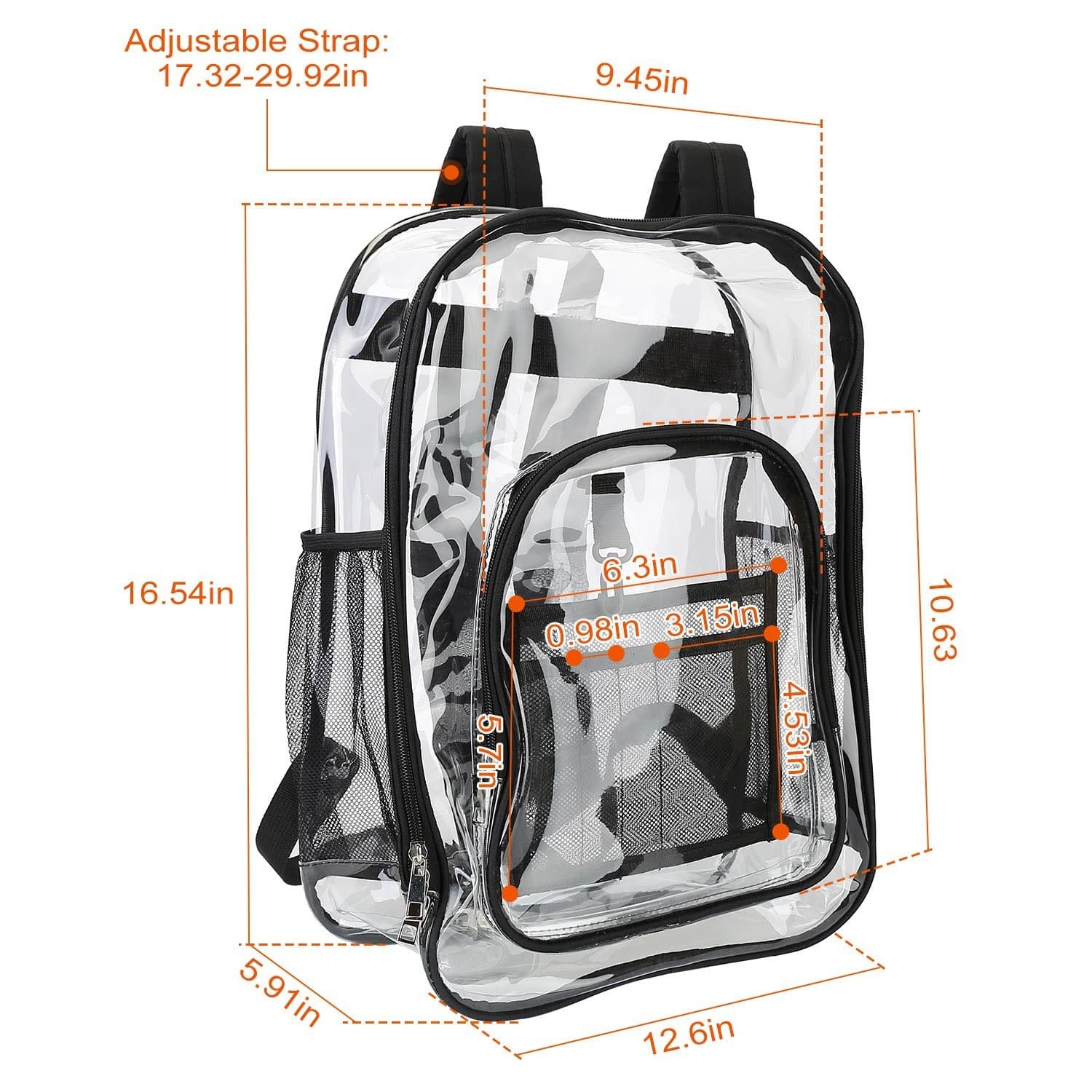 clear backpack heavy duty transparent bookbag - Thumbnail 10