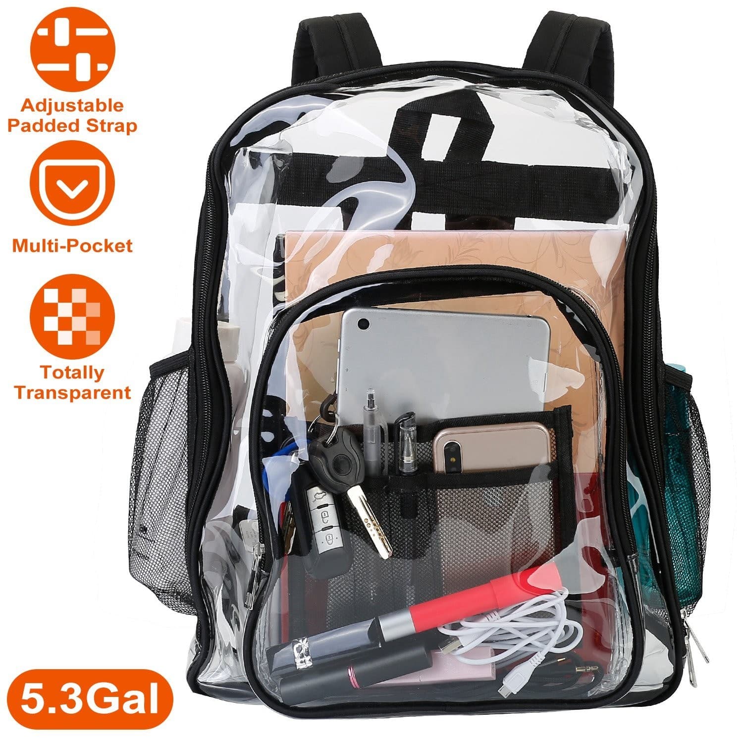 clear backpack heavy duty transparent bookbag - Thumbnail 17