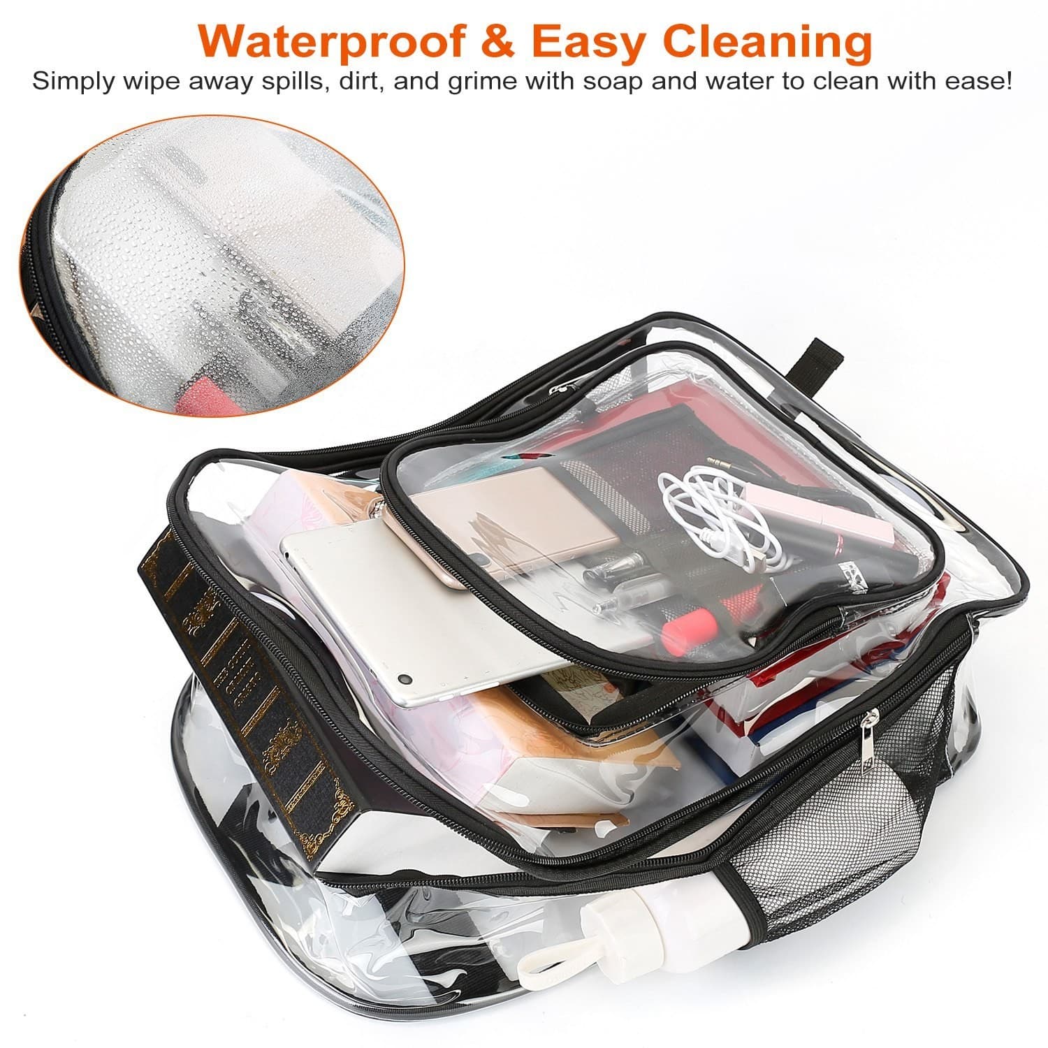 clear backpack heavy duty transparent bookbag - Thumbnail 12