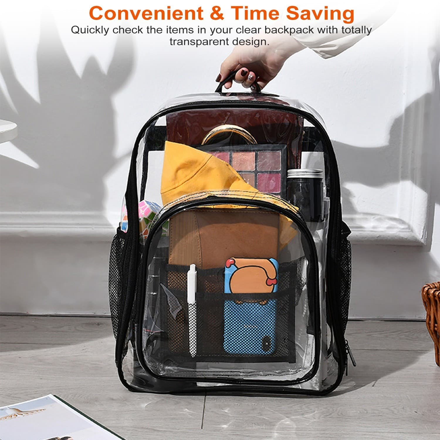 clear backpack heavy duty transparent bookbag - Thumbnail 11