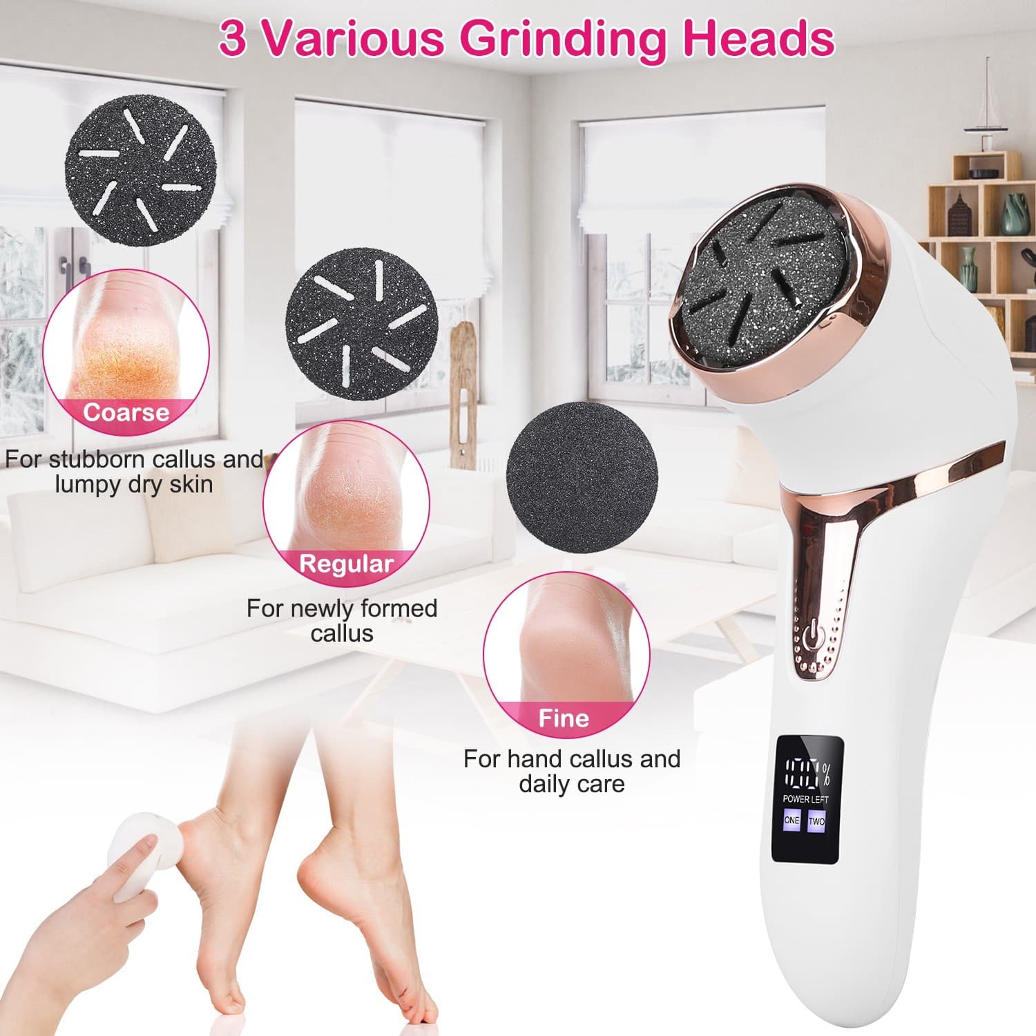 17Pcs Electric Foot Callus Remover With Vacuum Foot Grinder Rechargeable Foot Fi - Thumbnail 3