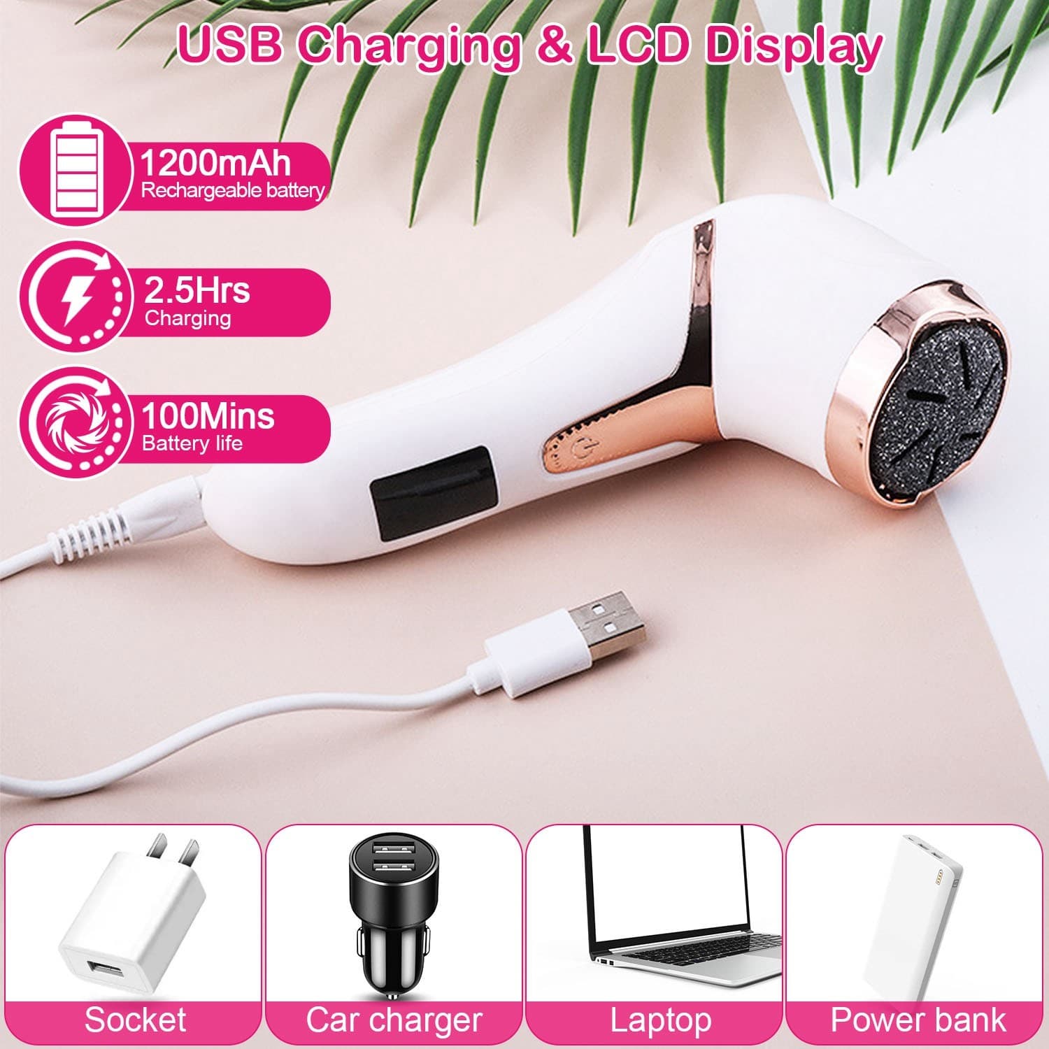 17Pcs Electric Foot Callus Remover With Vacuum Foot Grinder Rechargeable Foot Fi - Thumbnail 9