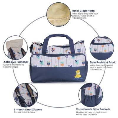 5Pcs Baby Nappy Diaper Bags Set Mummy Diaper Handbags With Diaper Pad Food Bag B