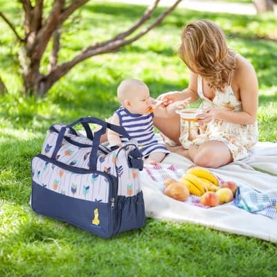5Pcs Baby Nappy Diaper Bags Set Mummy Diaper Handbags With Diaper Pad Food Bag B - Thumbnail 6