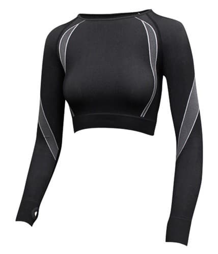 Women Compression Crop Top, Seamless Long Sleeve for Sports Yoga Exercise - Thumbnail 2