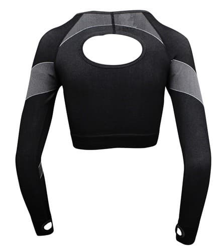 Women Compression Crop Top, Seamless Long Sleeve for Sports Yoga Exercise - Thumbnail 3