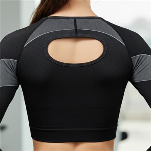 Women Compression Crop Top, Seamless Long Sleeve for Sports Yoga Exercise - Thumbnail 5