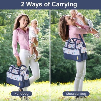 5Pcs Baby Nappy Diaper Bags Set Mummy Diaper Handbags With Diaper Pad Food Bag B - Thumbnail 5