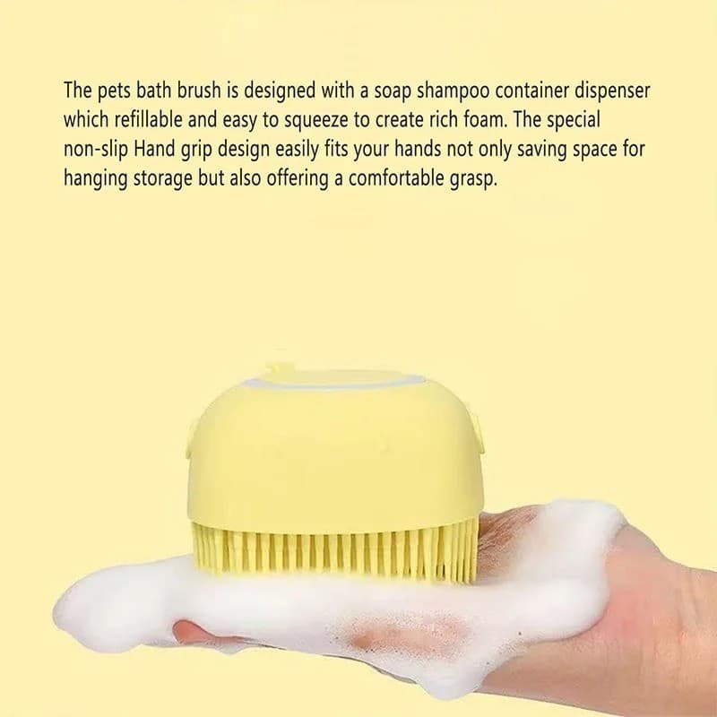 8.5 x 7.5cm Self-Foaming Pet Shampoo Brush - Cute Smiley Dog Grooming Tool - Thumbnail 14