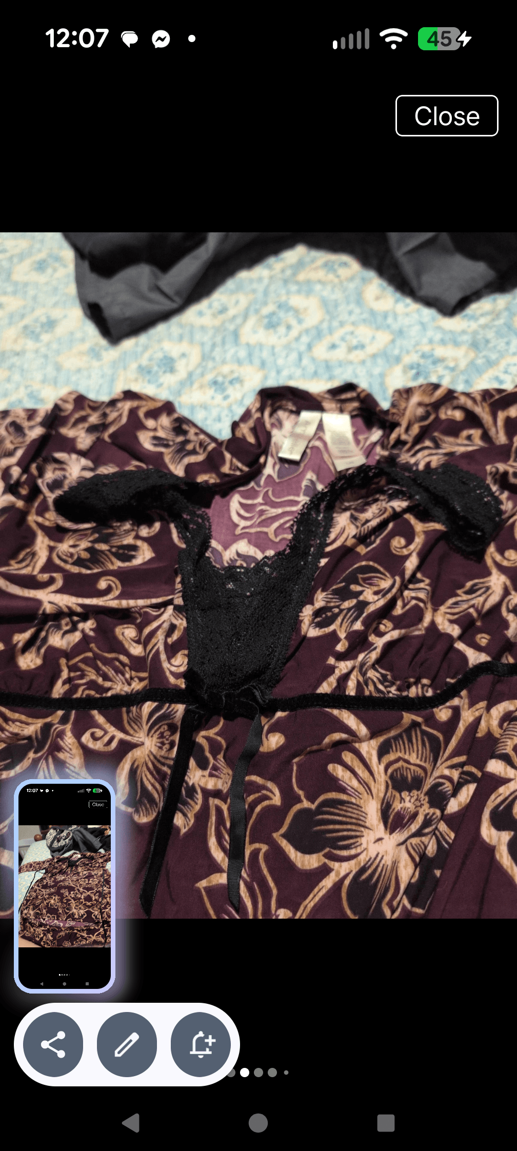 Floral Long Sleeve silky pajama set - Thumbnail 2