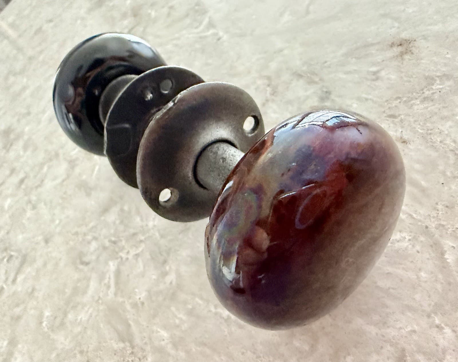 Antique Clay Stoneware Door Knob Set - Thumbnail 8