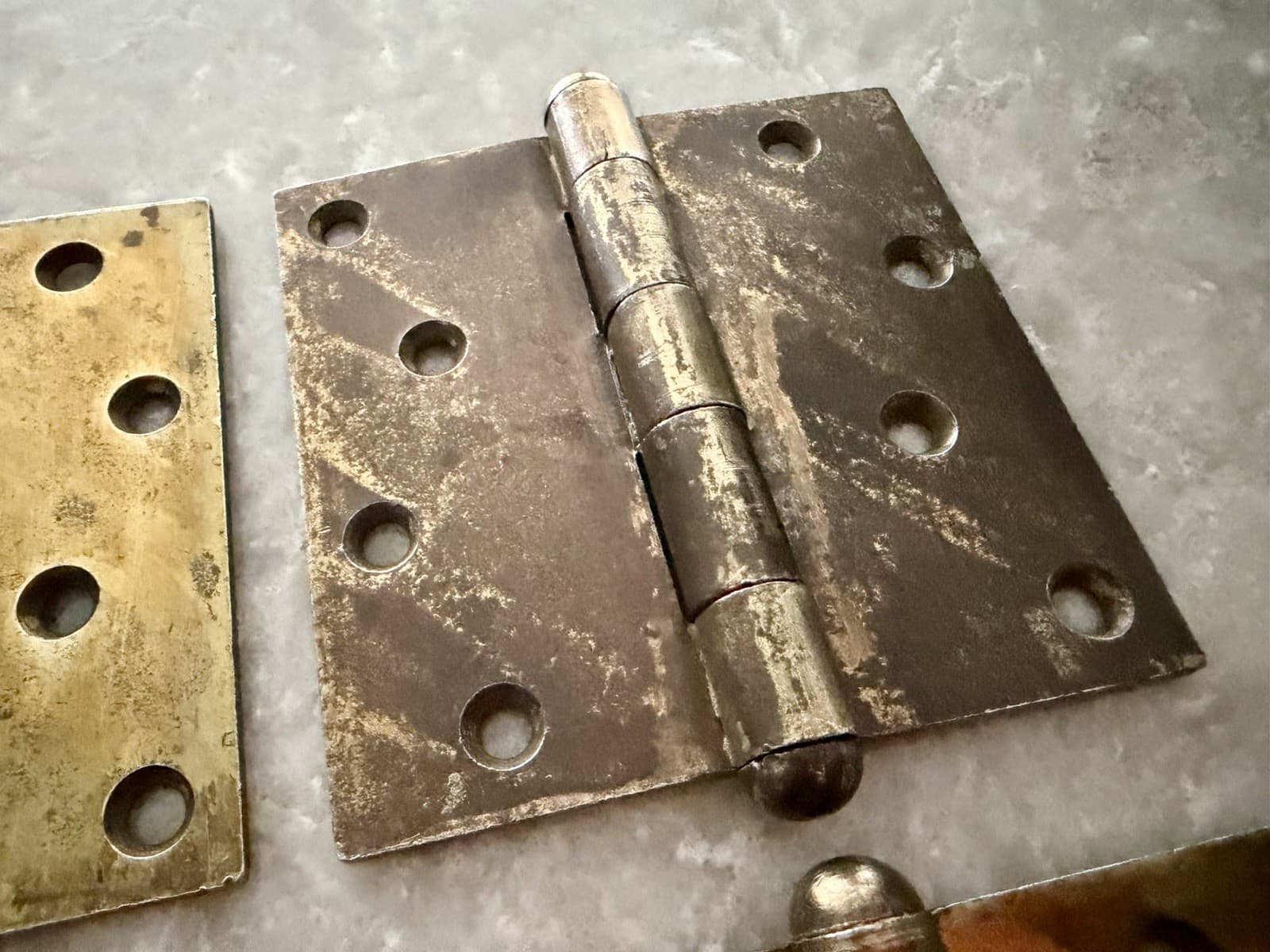 Vintage Stanley SW Sweetheart Steel Door Hinges 4” x 4” Set of 4 Brass Wash - Thumbnail 4