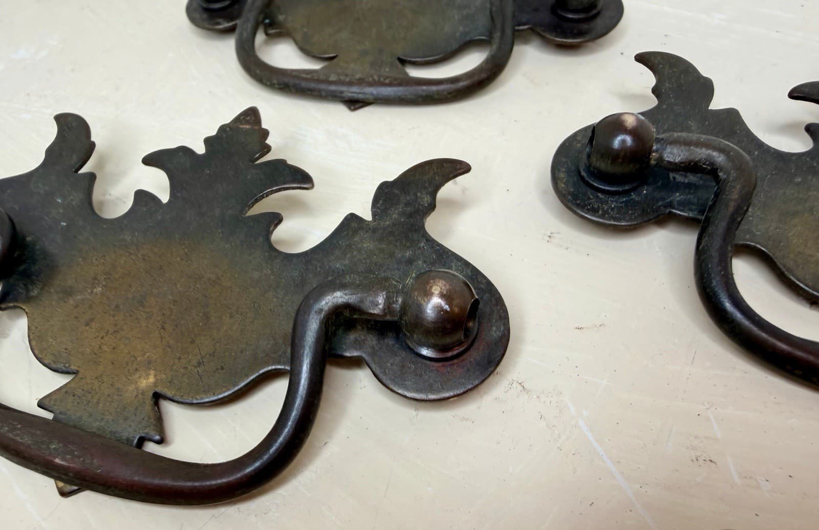 Vintage Steel Batwing Drawer Pulls Set of 6 – Chippendale – 3” centers - Thumbnail 4
