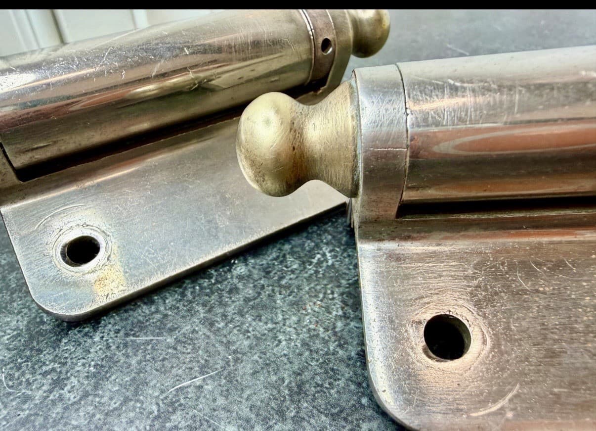Vintage Chicago Triplex Spring Hinges Copper Finish 4x3.4 Double Action Pair - Thumbnail 4