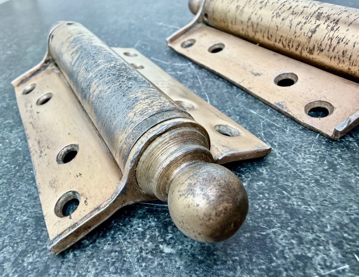 Vintage Chicago Triplex Bathroom Stall Hinges 3.75x3.5 Double Action Pair - Thumbnail 2