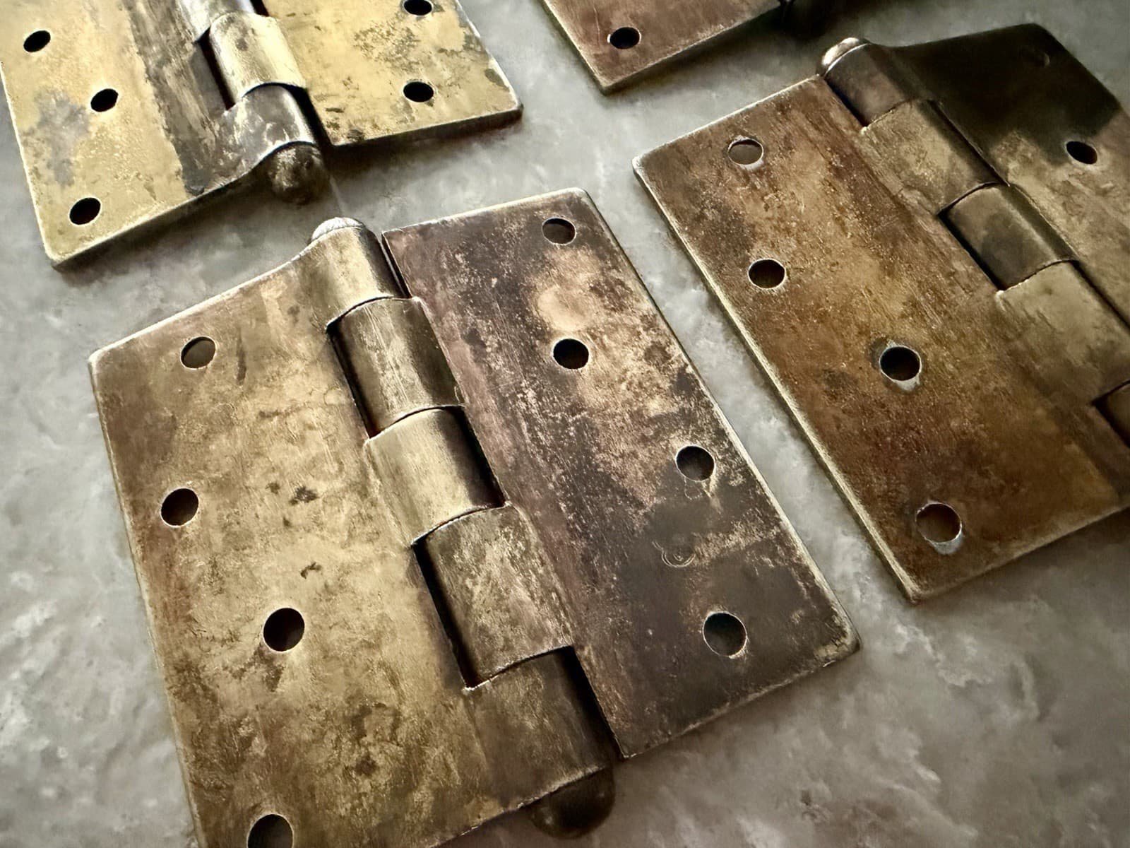 Vintage Stanley SW Sweetheart Steel Door Hinges 4” x 4” Set of 4 Brass Wash - Thumbnail 8