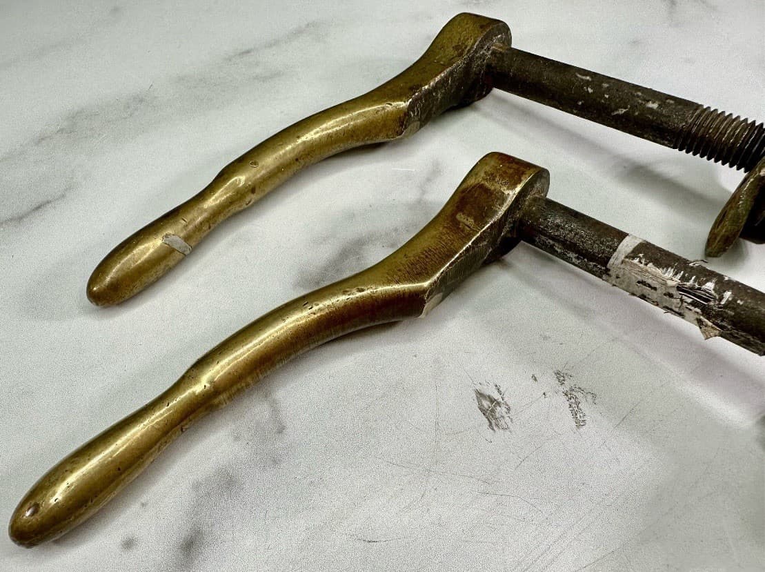 Vintage Solid Brass Door Pull Handles Pair Commercial Architectural Hardware - Thumbnail 3