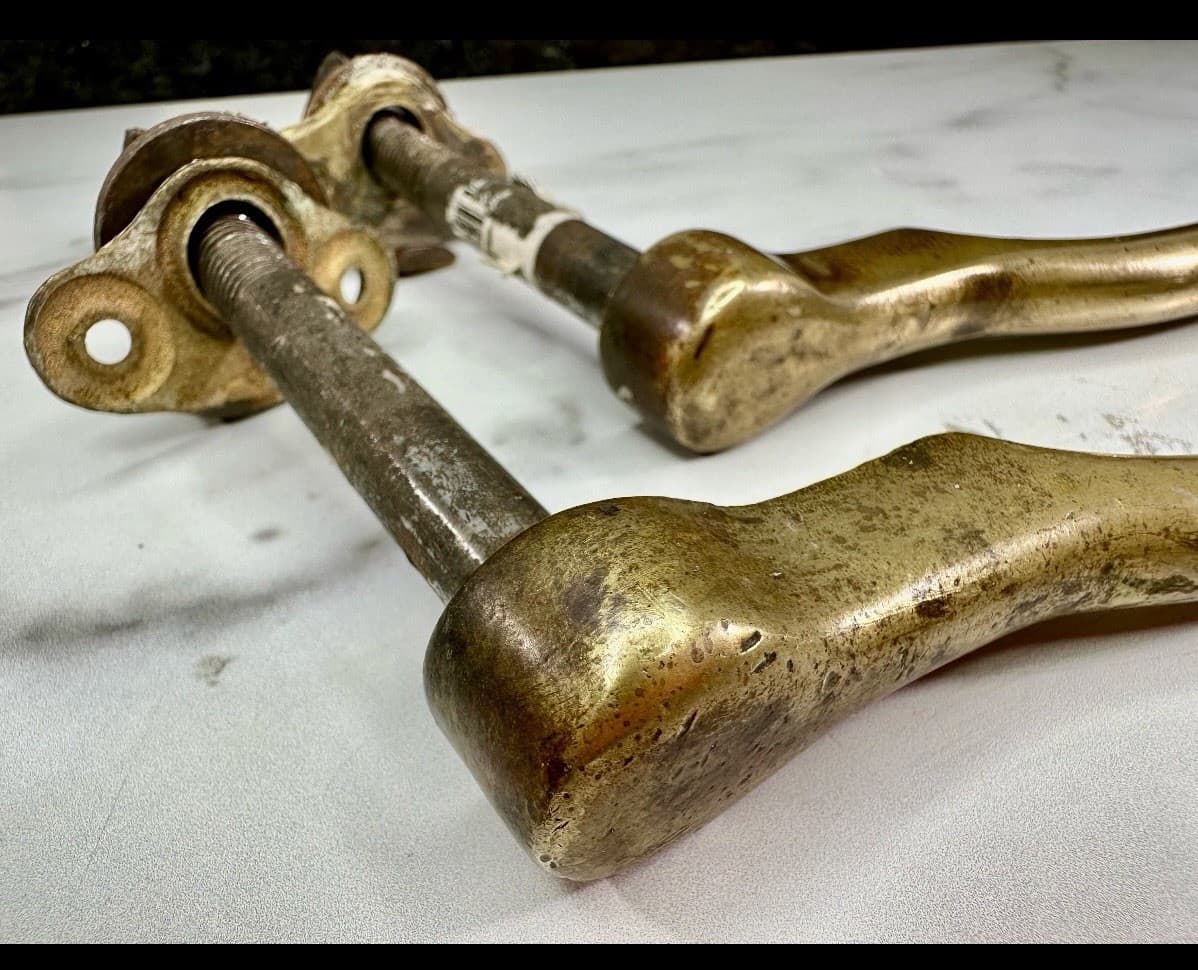 Vintage Solid Brass Door Pull Handles Pair Commercial Architectural Hardware - Thumbnail 2