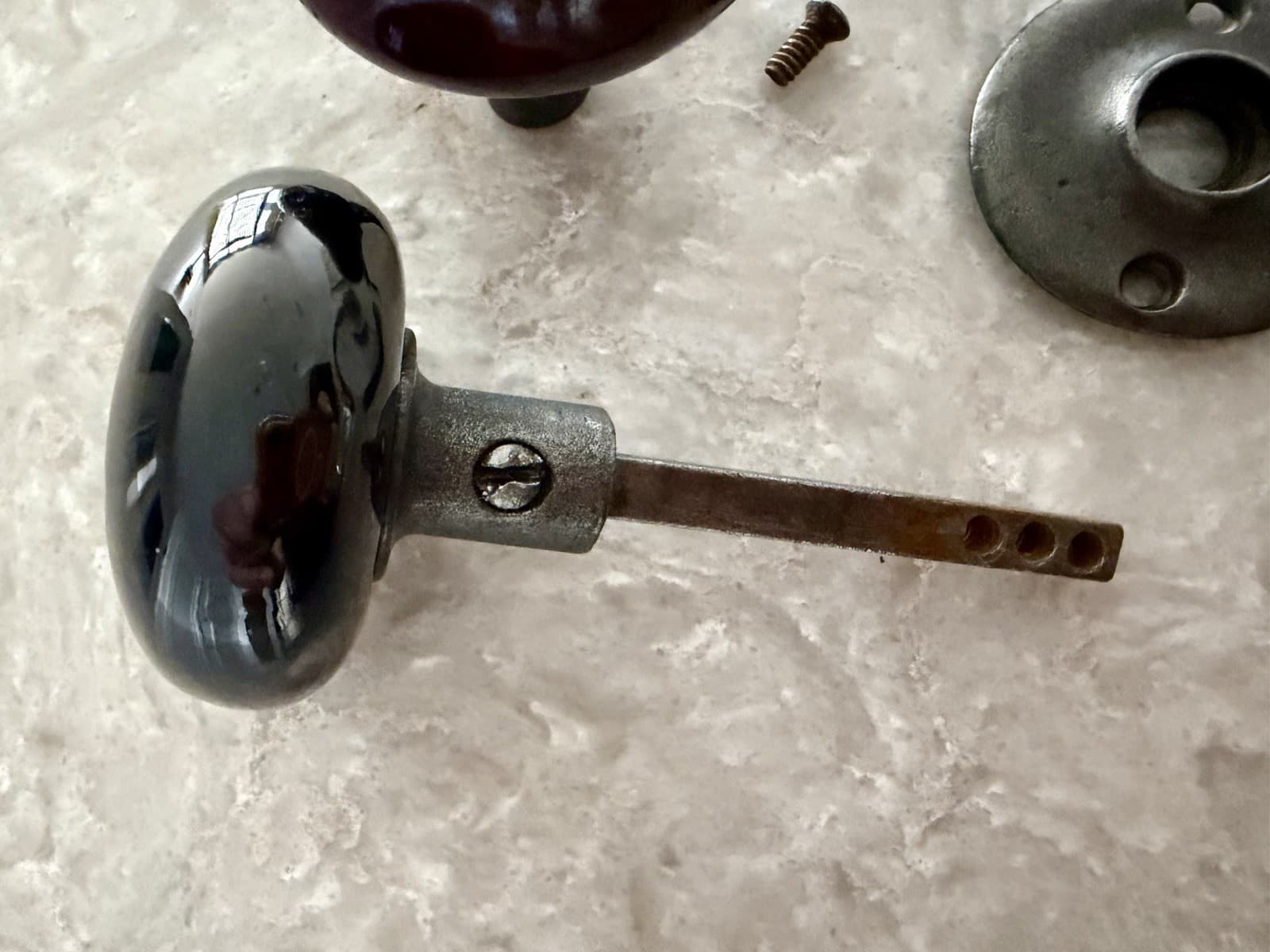 Antique Clay Stoneware Door Knob Set - Thumbnail 2