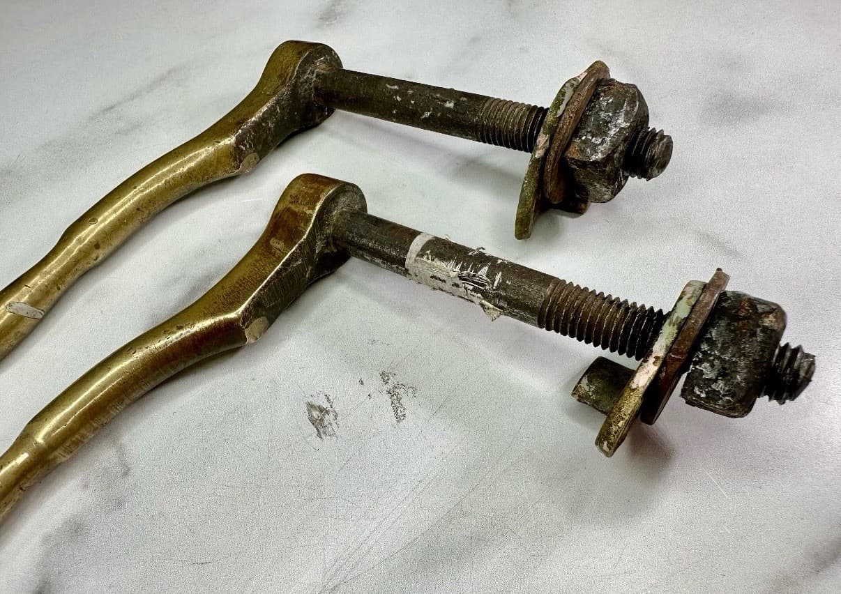 Vintage Solid Brass Door Pull Handles Pair Commercial Architectural Hardware - Thumbnail 5
