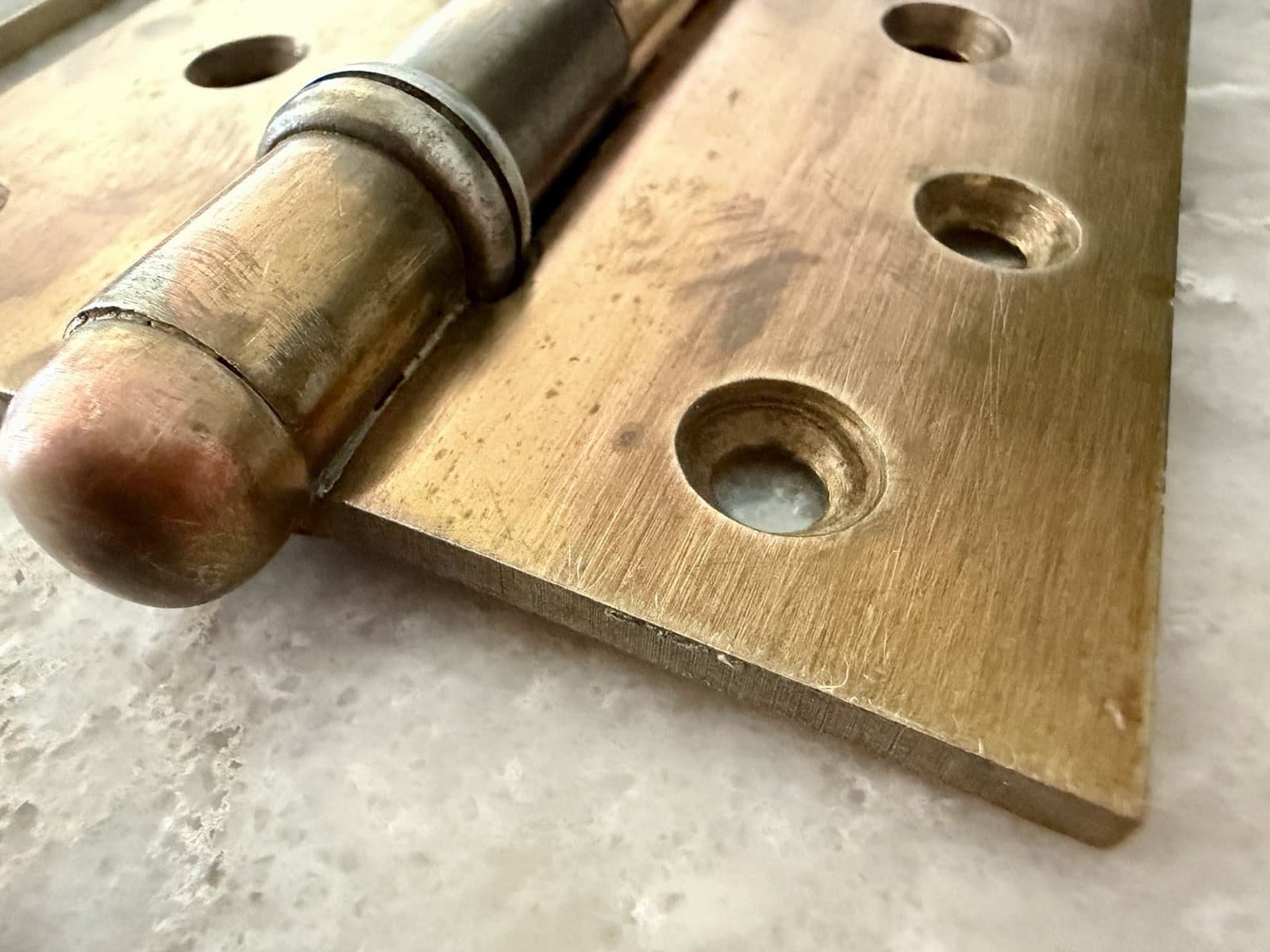 Vintage Stanley SW Sweetheart 239 Ball Bearing Hinges Copper Wash 3.5x4 Pair - Thumbnail 2