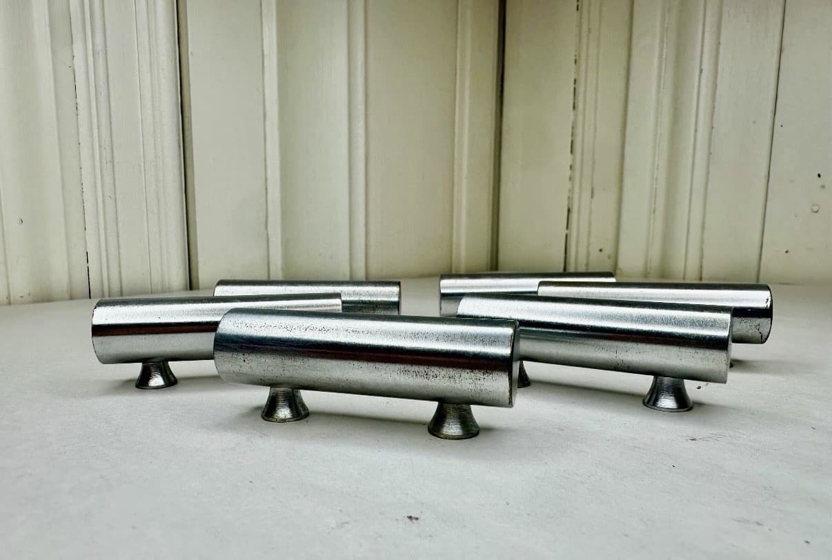 Brushed Chrome Metal Bar Cabinet Pulls w/ Screws Set of 6 – 1.5” Centers - Thumbnail 3