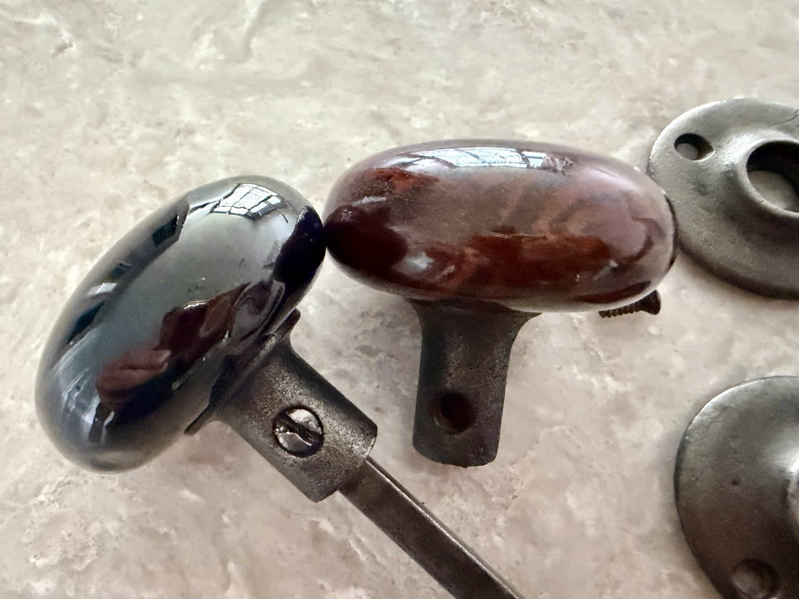 Antique Clay Stoneware Door Knob Set - Thumbnail 5