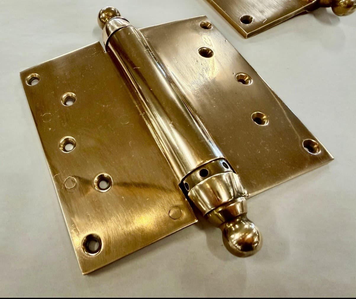 Vintage Brass Double Action Spring Hinges Set of 2 | 5 Inch Café Door Hinges - Thumbnail 2