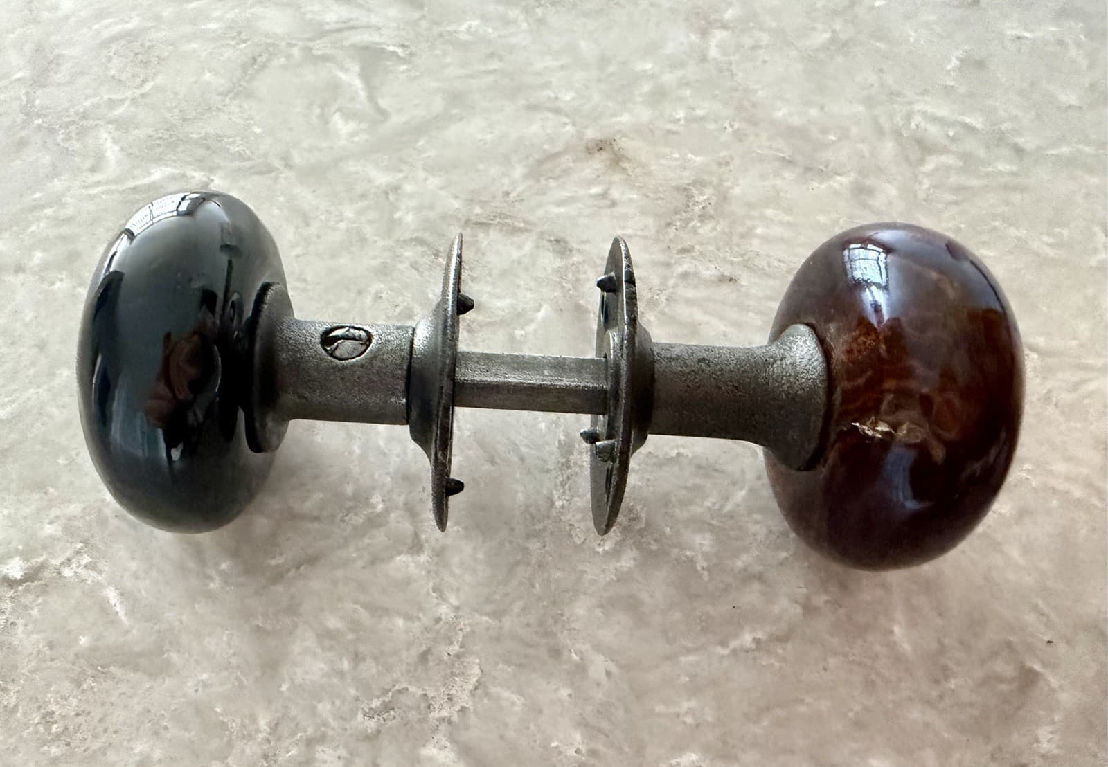 Antique Clay Stoneware Door Knob Set - Thumbnail 7