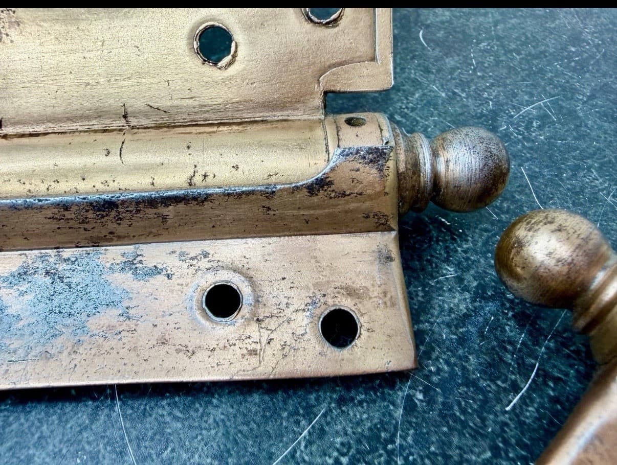 Vintage Chicago Triplex Bathroom Stall Hinges 3.75x3.5 Double Action Pair - Thumbnail 5
