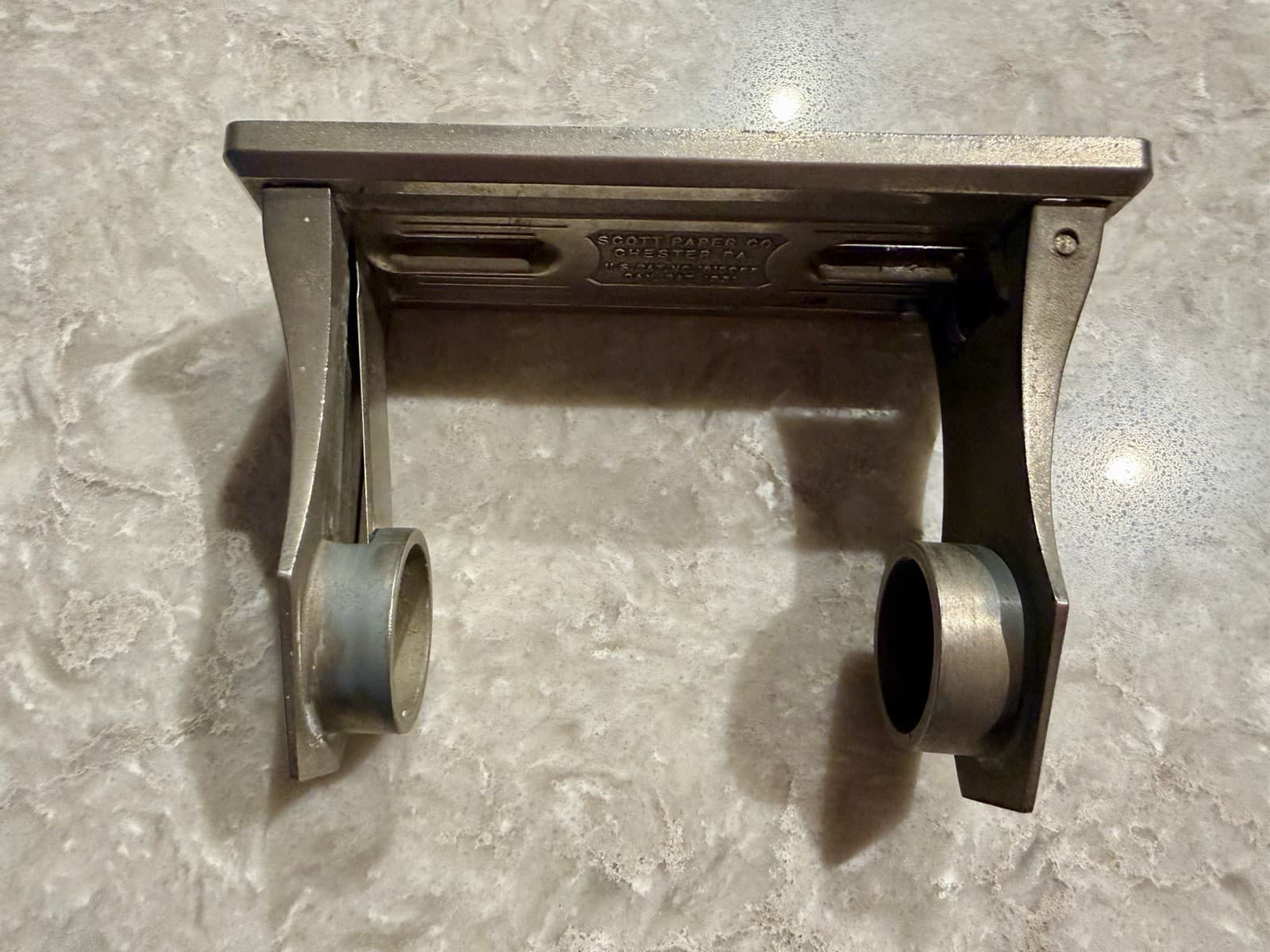 Vintage 1931 Scott Paper Co Art Deco Toilet Paper Holder Aluminum Chester PA - Thumbnail 3