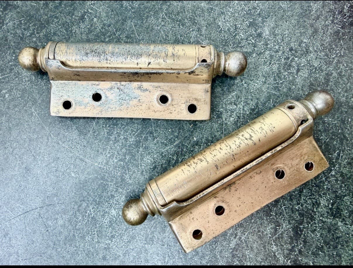 Vintage Chicago Triplex Bathroom Stall Hinges 3.75x3.5 Double Action Pair - Thumbnail 6