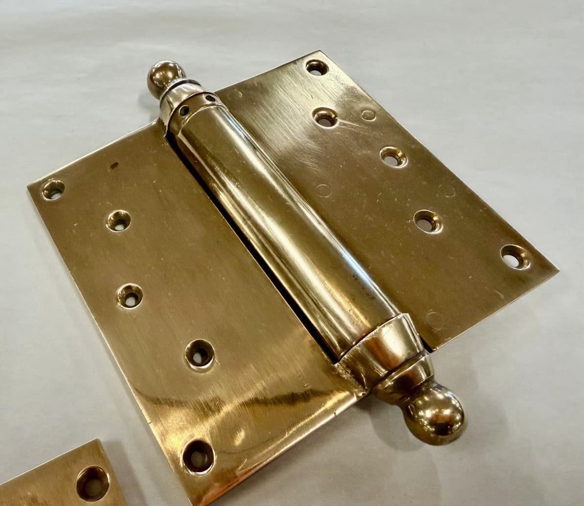 Vintage Brass Double Action Spring Hinges Set of 2 | 5 Inch Café Door Hinges - Thumbnail 3