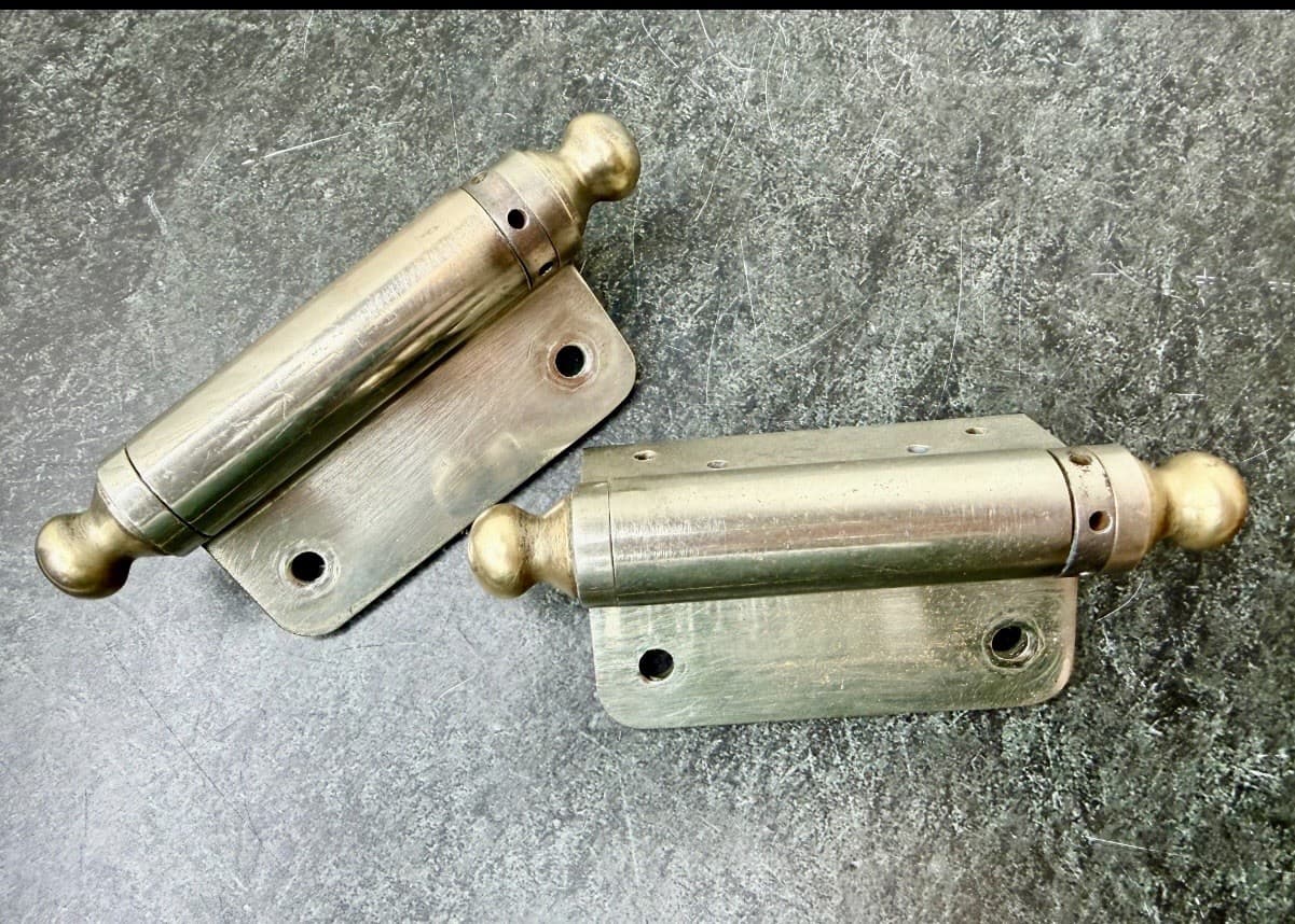 Vintage Chicago Triplex Spring Hinges Copper Finish 4x3.4 Double Action Pair - Thumbnail 2