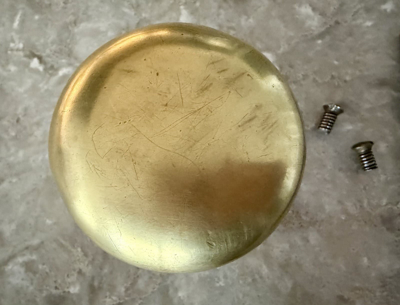 Vintage Brass Door Knob Set , 2 Stamped Steel Back Plates/ Keyhole. - Thumbnail 4