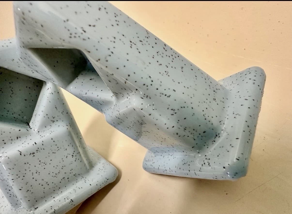 Vintage Blue Speckled Ceramic Towel Bar Brackets Pair Bathroom Salvage - Thumbnail 3