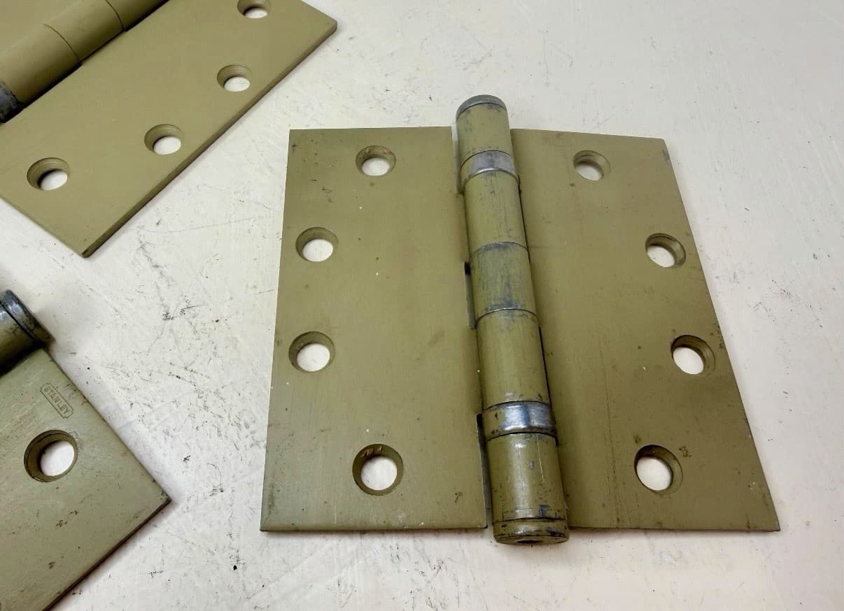 Vintage Stanley Steel Door Hinges Set of 3 Original Green Finish 4.5x4.5 - Thumbnail 4