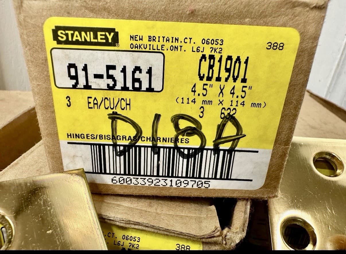 Set of 3 Stanley Commercial Architectural Hardware 4.5" x 4.5" Door Hinges NOS - Thumbnail 6