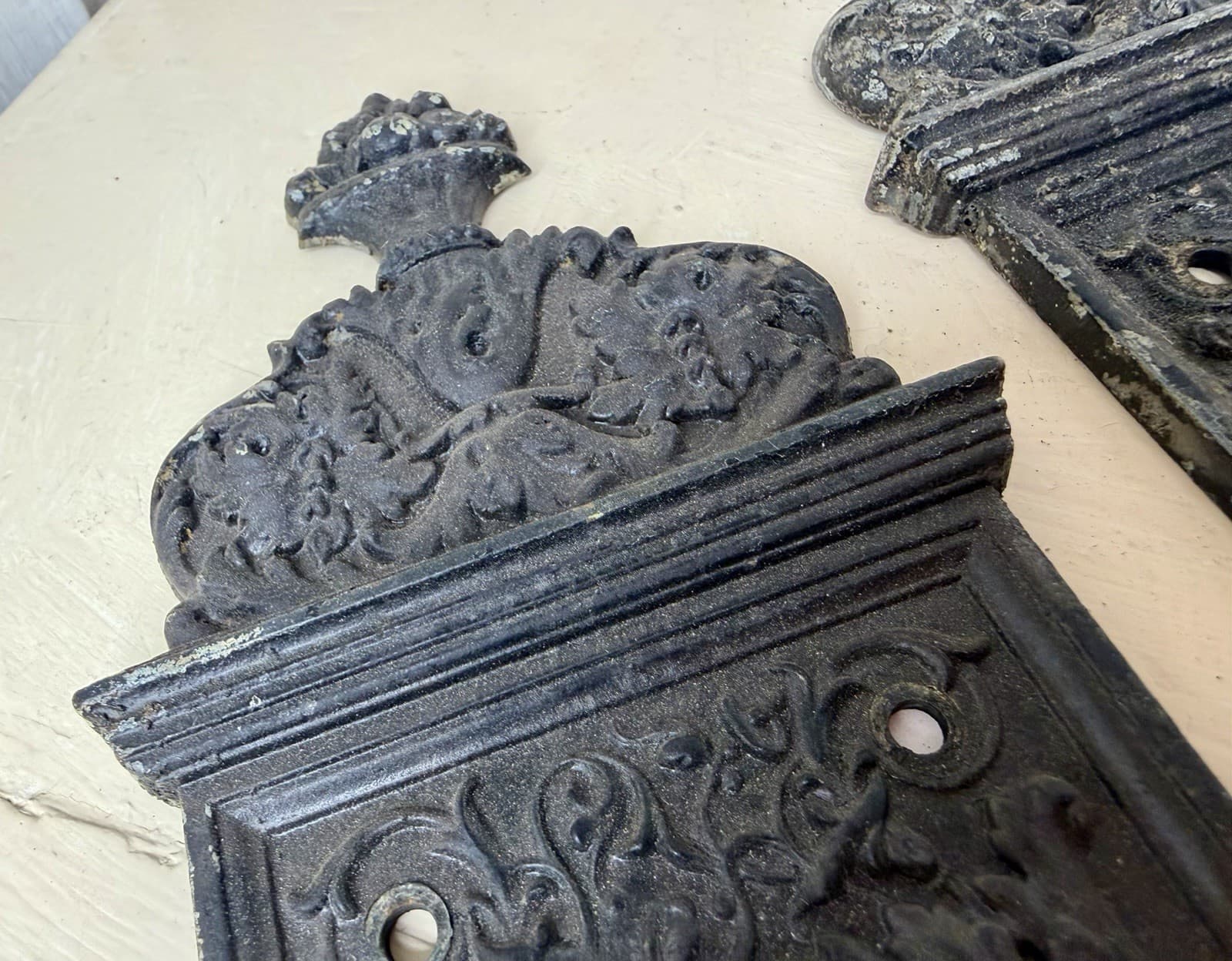 Yale & Towne Cast Iron Door Backplate Escutcheon 15.5" Victoriana - Thumbnail 3