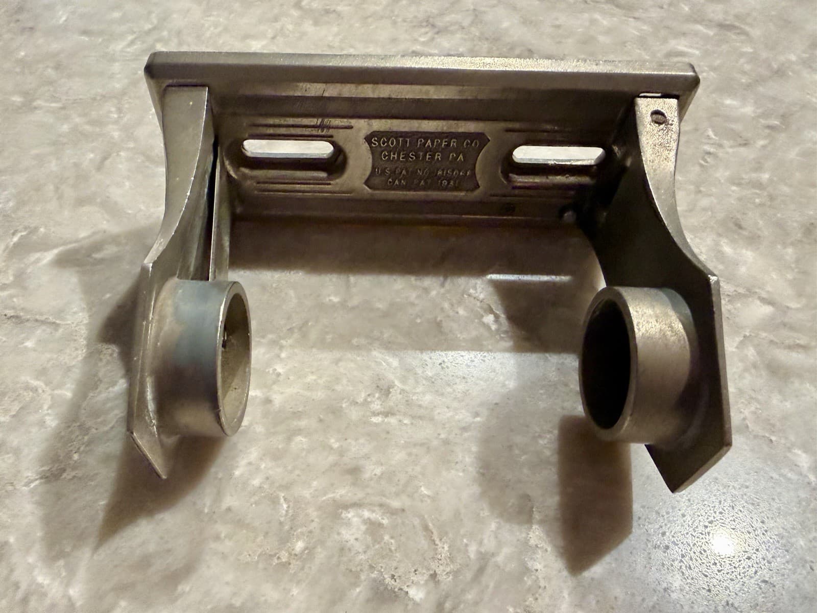 Vintage 1931 Scott Paper Co Art Deco Toilet Paper Holder Aluminum Chester PA - Thumbnail 4